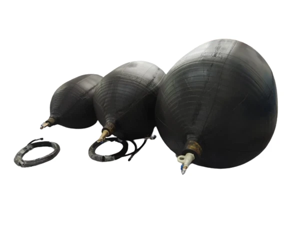 Three inflated high pressure pipeline blocking airbags and two inflated