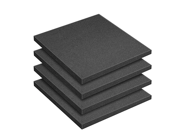 Four black polyethylene closed cell foam boards stacked together